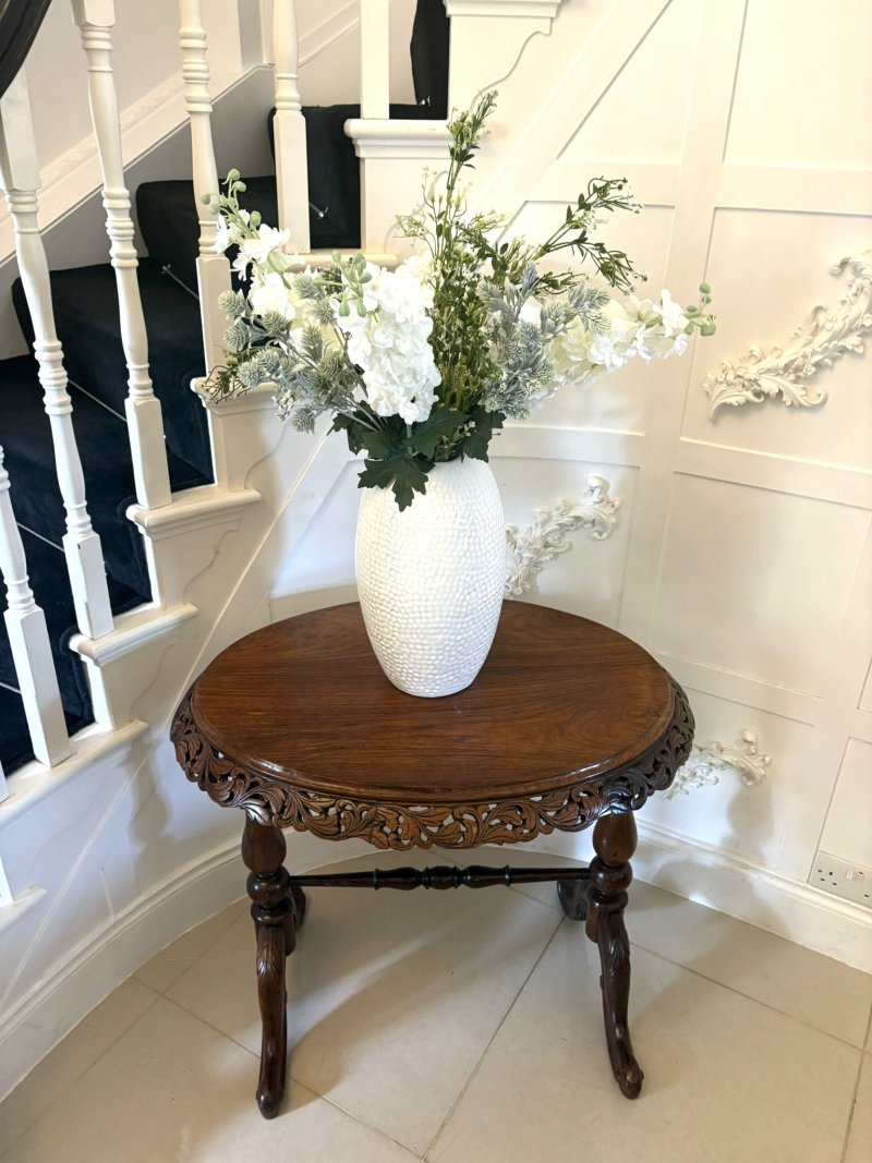 Unusual Oval Antique Victorian Quality Padauk Wood Lamp Table - Image 4